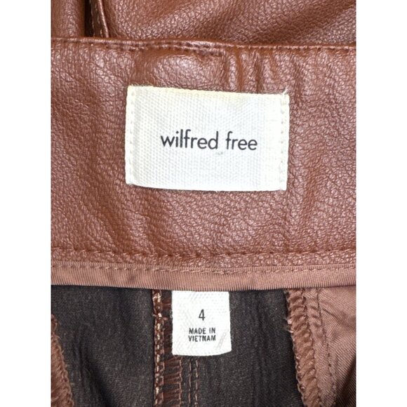 Wilfred Free Aritzia High-Waisted Brown Faux Leather Straight-Leg Pants Womens 4 - Picture 7 of 12